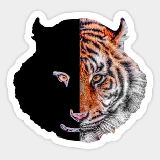 Yin and Yang Tiger Sticker